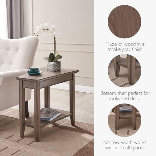 Image of Leick Home Laurent Wedge End Table, 17 inch, Smoke Gray