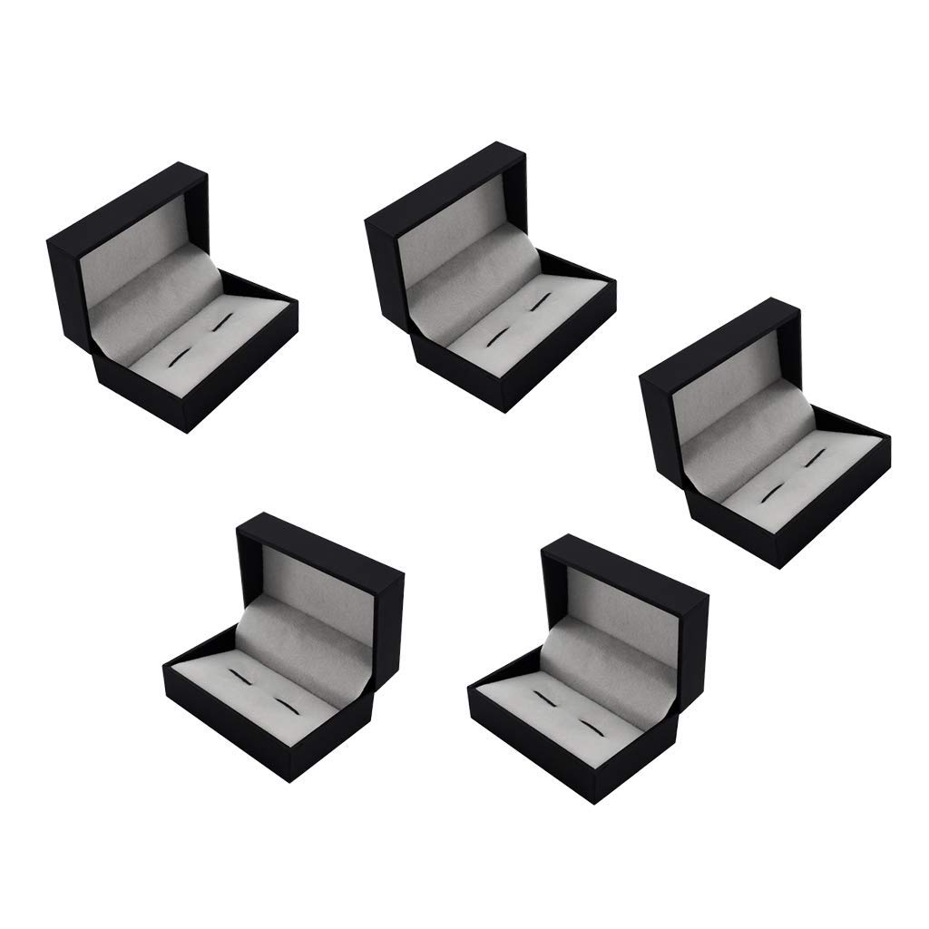 Élégant 5 pièces Hommes Boutons de Manchette Noirs Pince boîte de Rangement Bijoux Organisateur vitrine
