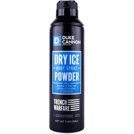 Duke Cannon Supply Co. - Trench Warfare Body Powder, Dry Ice (6 oz) Refreshing Deodorizing Body Powder Providing Protection to Relieve and Prevent Skin Discomfort (DUK-BODYSPRAY)