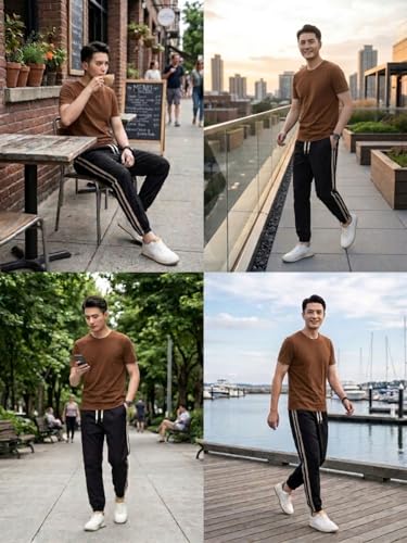 Image of Leriya Fashion Track Pants for Man | Joggers Pant for Men Cotton Side Stripe Drawstring Regular Fit | Lower Fors Man, Gym Pants Fors Men, Airport Outfit Mens with Sporty Daily Comfort