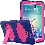 Galaxy Tab A 10.1 Case, Rugged Kickstand - Shockproof Heavy Duty Hybrid Three Layer Kids Child Proof Case Cover for Samsung Tab A 10.1 Inch (SM-T580/T585/T587)(NO S Pen Version) - Purple Pink