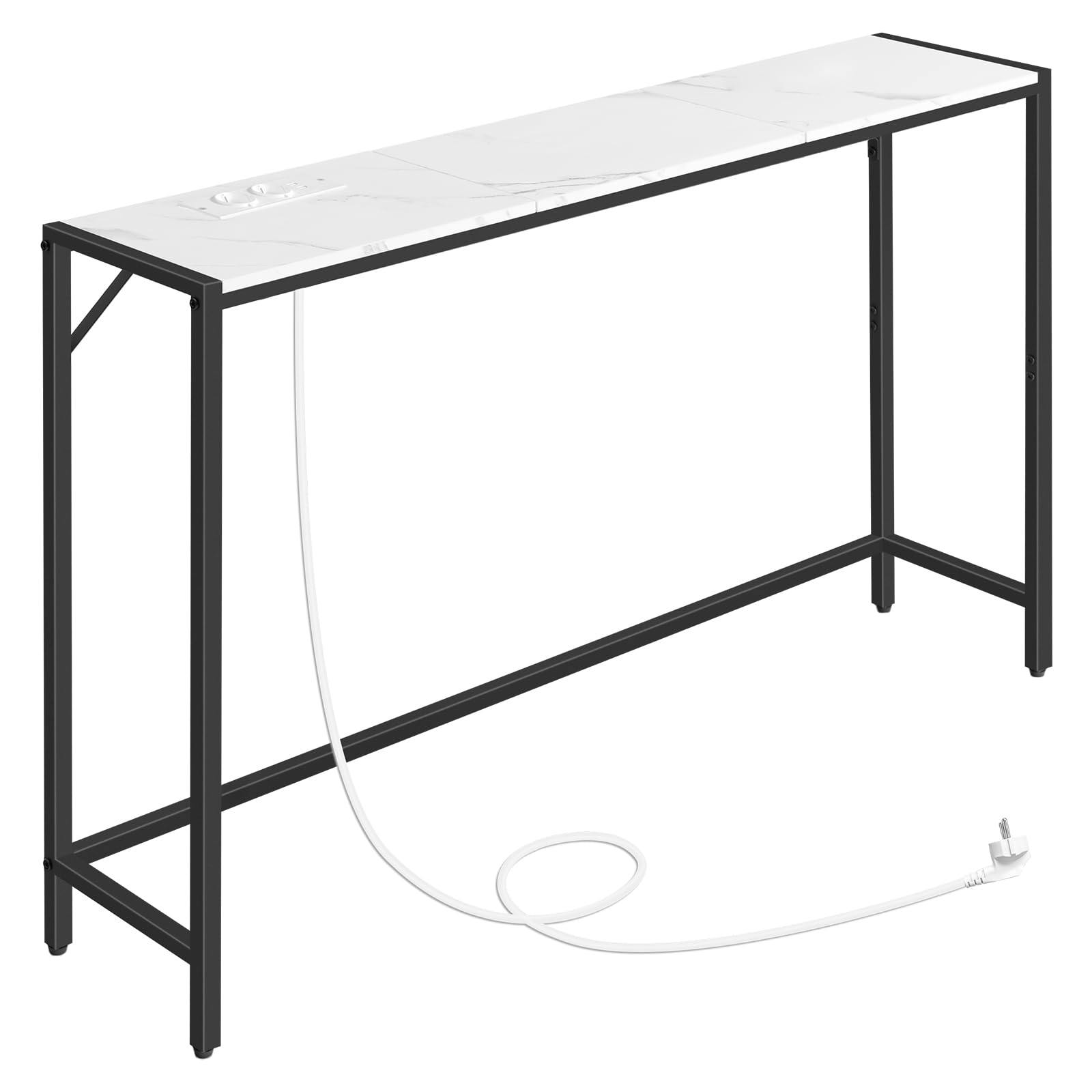 MAHANCRIS Schmal Konsolentisch, Couchtisch, Eingangstisch, Beistelltisch Hinter dem Sofa, Flurtisch, Sofatisch, Einfacher Stil, für Wohnzimmer, Flur, Schlafzimmer, Weiß und Schwarz ACTHM112UE01