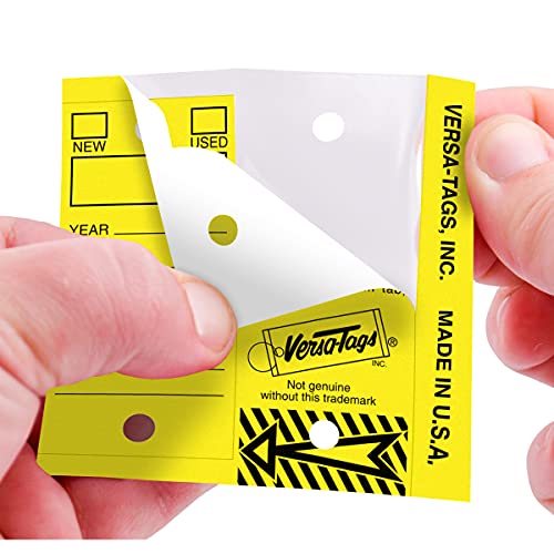 Image of Versa-Tags Yellow Self-Protecting Key Tags with Chrome-Plated Split Rings, 1000 Count Automotive Dealership Key Tags for Car Truck RV Inventory & Service Organization | Yellow self-protecting key tags with chrome-plated split rings for automotive dealerships, vehicle inventory