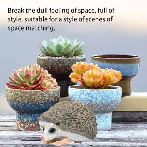 Yardwe 2Pcs Small Hedgehog Figurines Garden Hedgehog Ornament Cute Hedgehog Statue Desktop Hedgehog Model for Home Plant Pots Bonsai Decoration - Image 4