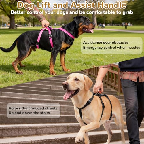 Ledeak Hundegeschirr Ausbruchsicher, Anti Zug Sicherheitsgeschirr Hund, Verstellbare Brustgeschirr mit Gepolstertem Griff, Ausbruchsicheres Geschirr für Hunde Training & Spazieren (Khaki, XL)