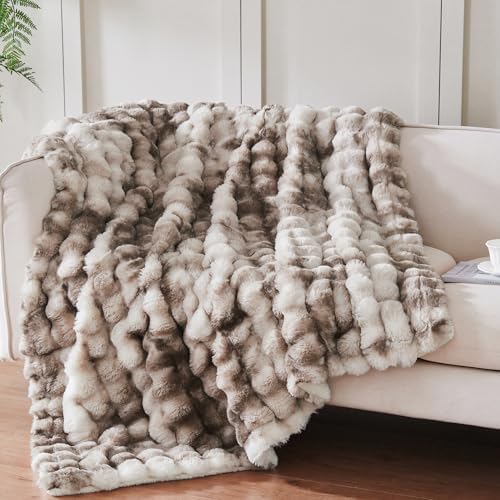 50x60 Inches Ultra-Soft Fuzzy Faux Fur Plush Throw Blanket - Thic...