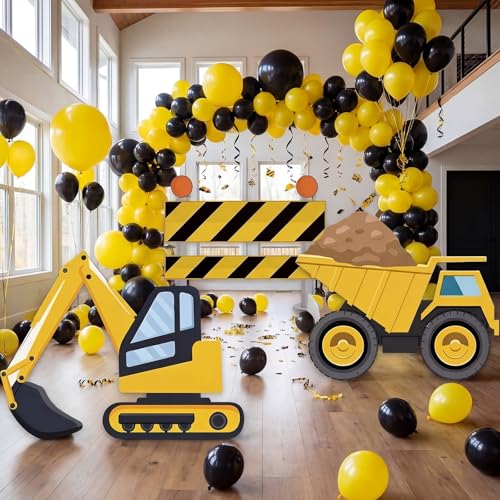 Image of 3 Pcs Construction Stand Party Decorations Set with Sturdy Bases Big Yard Sign for Construction Themed Birthday Party Baby Shower Backdrop Photo Booth Props Indoor Outdoor