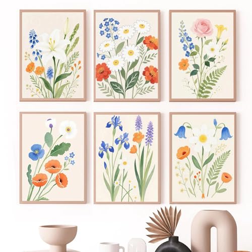 YALKIN 6 Stück Malen Nach Zahlen Erwachsene, Paint by Numbers Malen Nach Zahlen, DIY mit Pinseln und Acrylfarben Handgemalt Ölgemälde… – Ansicht 5
