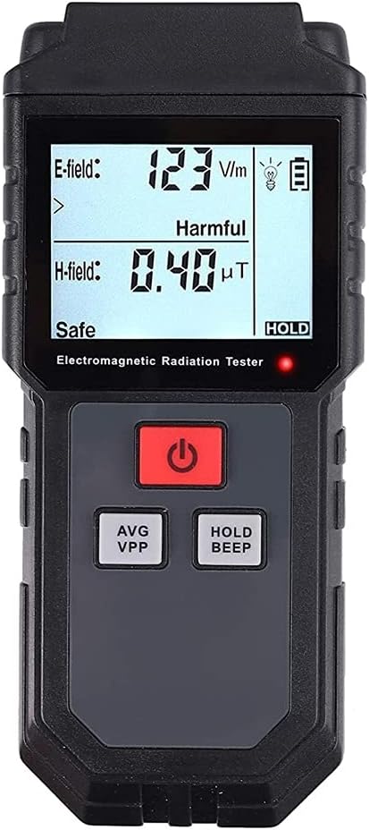 EMF Meter, Electromagnetic Field Radiation Detector Handheld Mini Digital Backlight LCD EMF Detector Sound And Light Alarm