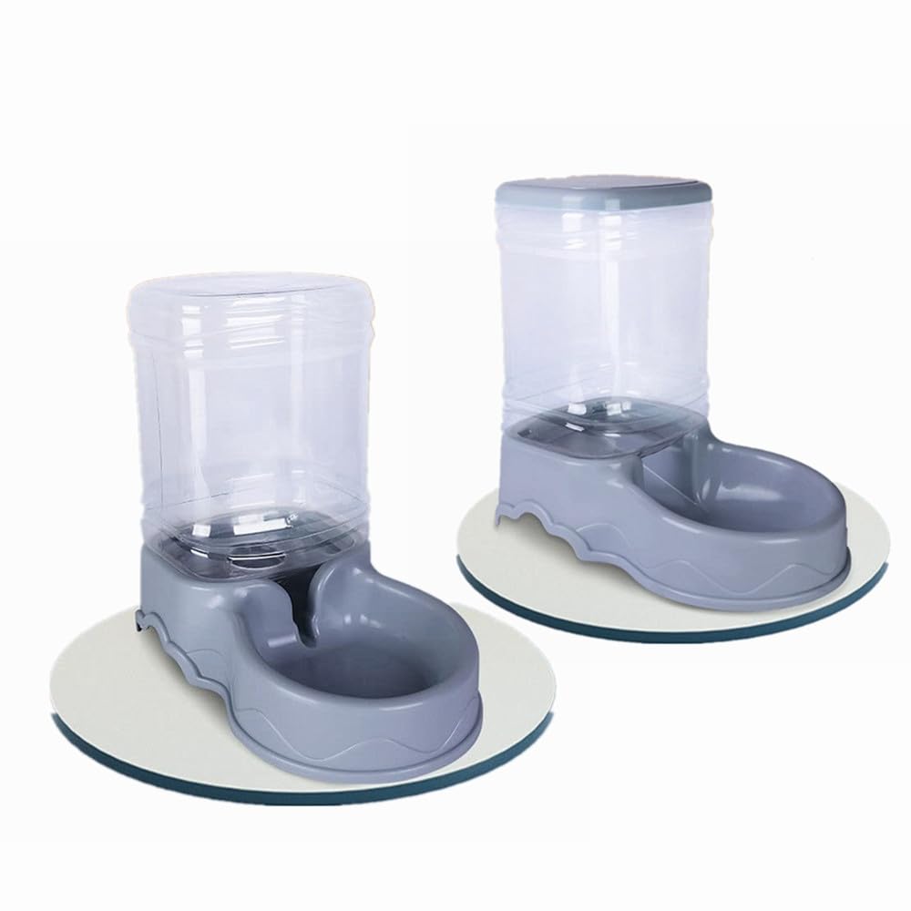 Comedero automatico Perros Bebedero para Gatos y Perros Automático Dispensador de Agua y Comida 3.5L para Gatos y Perros Dispensador para Gatos y Perros (GrisZF)