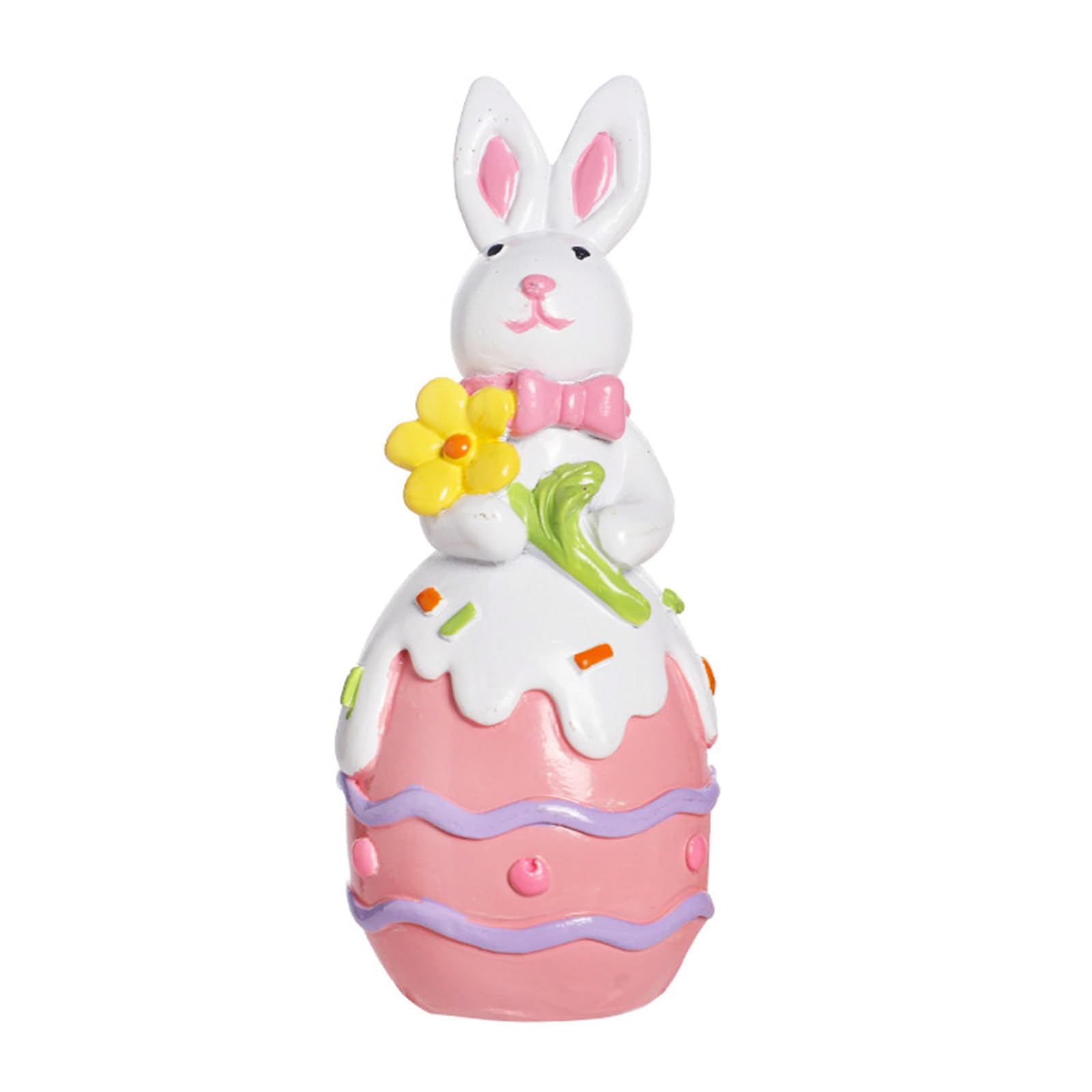 Tsophreniq Enchanting Easters Rabbits Figurine Elegant Easters Rabbits Garden Display Ornament with Eggs Carrots and Flowers Decoration