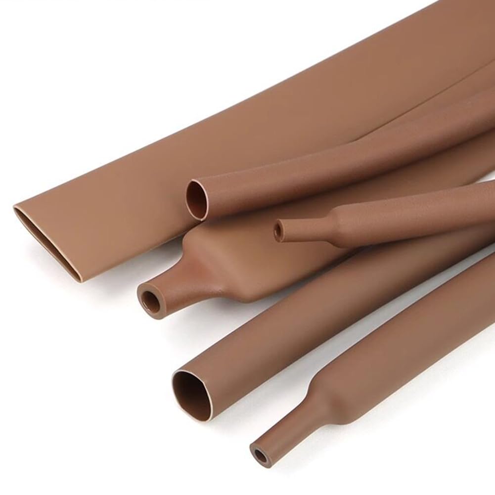 Tubi termorestringenti del PE 3:1 Brown per l'inguainamento del cavo | Tubo termoretraibile foderato adesivo, varie dimensioni, 2,4-39 mm, ignifugo, isolamento 600 V (diametro: 25,4 mm)