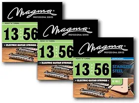 Magma Cordas de guitarra elétrica - Cordas de guitarra elétrica de aço inoxidável pesado .33.0 cm - .142.2 cm (calibre 13-56) - GE180S - 3 conjuntos