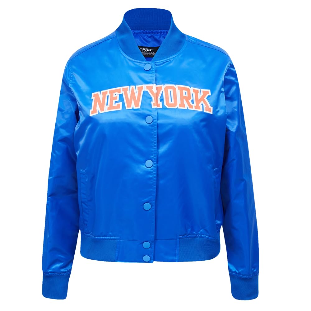 Pro Standard Womens NBA New York Knicks Classic Chenille Satin Jacket Royal Blue XS