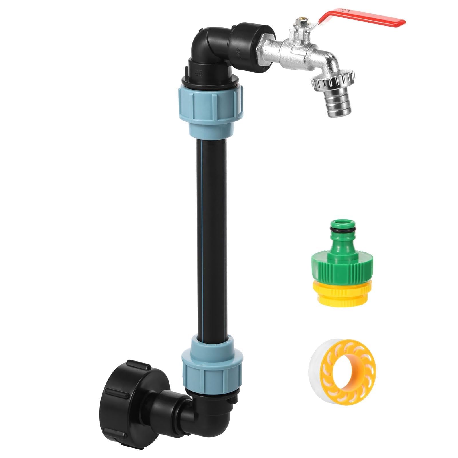 IBC Gooseneck Outlet Tap - 3/4" IBC Tank Adapter Connection Kit for Garden Hose and Rainwater Collection (25cm & 50cm Options)