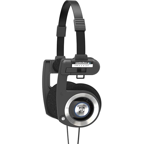Koss Porta Pro Black On-Ear Headphones, Retro Style, Collapsible Design, Case Included, Black