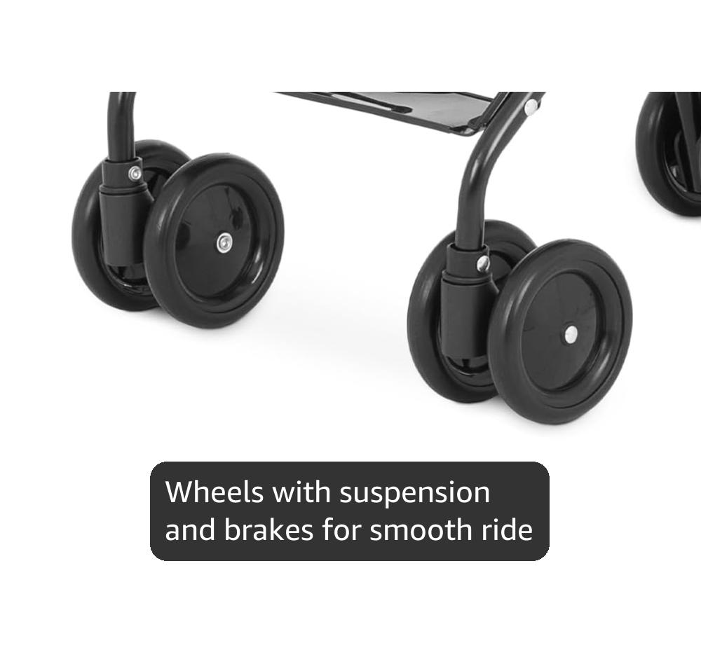 Dream On Me Aero Travel Umbrella Stroller, One-Hand Quick Fold, 3-Point Safety Harness, Dual Brakes, Adjustable Removable Canopy, Lightweight Compact & Space-Saving for Infants and Toddlers – Black