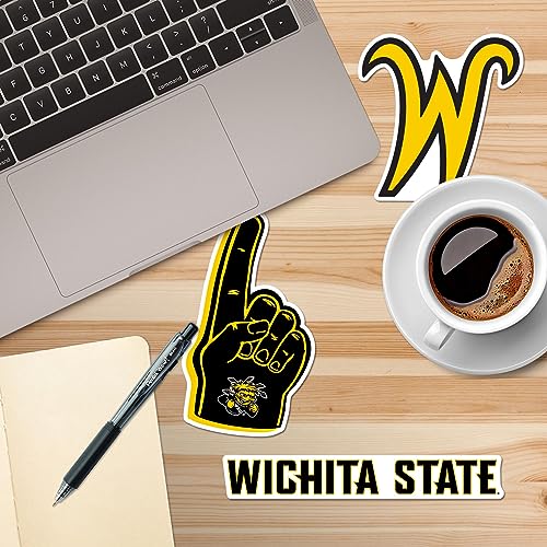 Image of Wichita State University 8ct Vinyl Large Deluxe Stickers Variety Pack - Laptop, Water Bottle, Scrapbooking, Tablet, Skateboard, Indoor /Outdoor - Set of 8