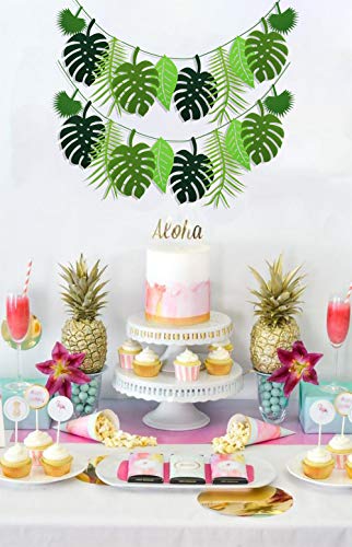 PIXHOTUL Tropical Leaf Banner Hawaii Luau Party Leaves Garland Summer Beach Theme Wedding Birthday Party Decor - Image 2