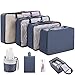 Produktbild CISHANJIA Packwürfel Kompression, 8 teilige Koffer Organizer Reise Organisation Zubehör mit Kosmetiktasche, Kleidertaschen Wäschebeutel und Schuhbeutel (Dunkelblau)