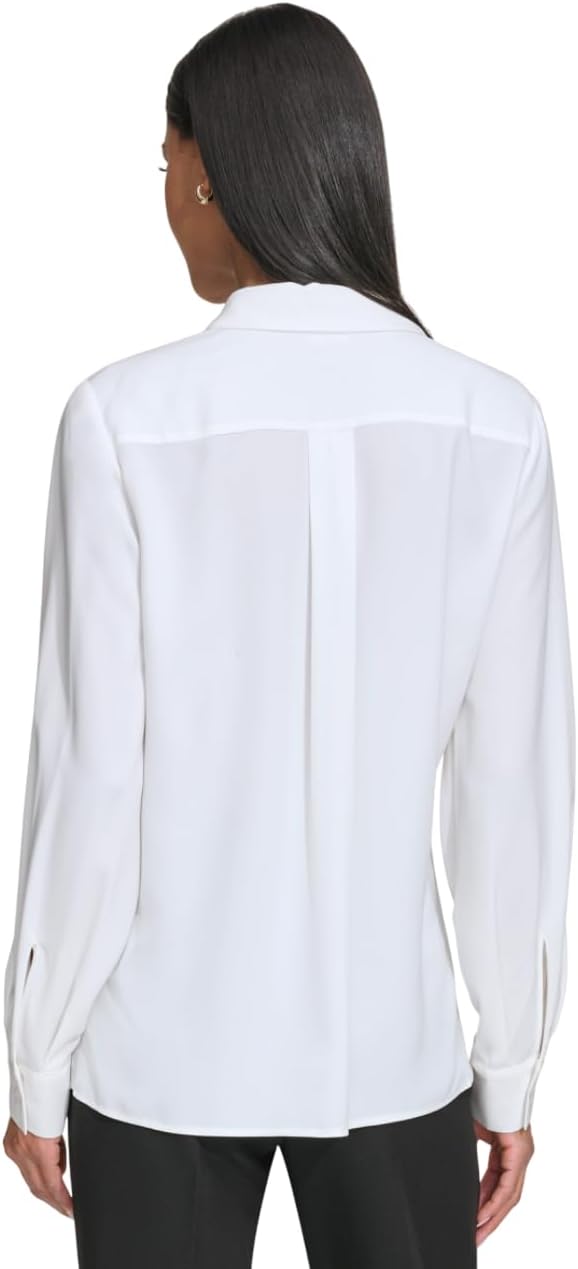 KARL LAGERFELD Paris Women's Collared Ruffle-Front Button Up Blouse - Image 2