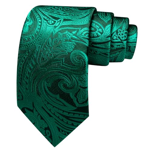 Image of Barry.Wang Men Tie Set Paisley Silk Necktie Pocket Square Cufflinks Formal Wedding Business Party