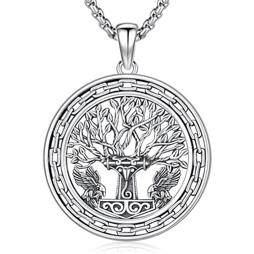 Collier Viking Homme Argent pour un look affirmé au quotidien avec l'Arbre de Vie