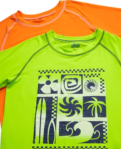 Quad Seven Boys Rash Guard Swimsuit Set – 4-Piece Kids Short Sleeve Bathing Suit Swimwear Sets (Sizes: 5-12)4