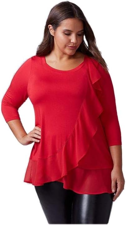 Lane Bryant Mixed Fabric Ruffle Top (14/16)