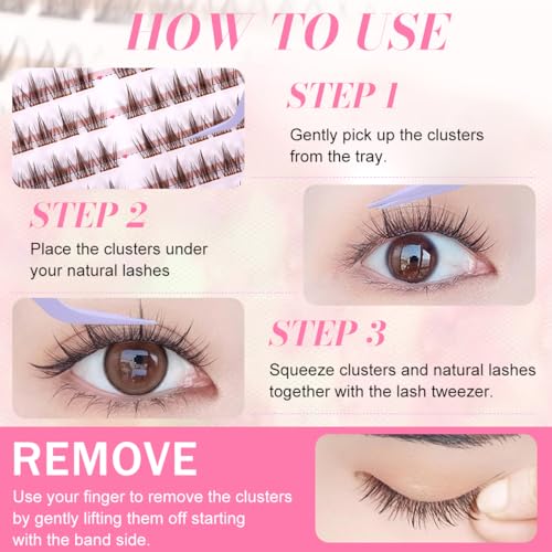 Image of MAYCREATE 120Pcs Self-Adhesive Pre-Glued False Eyelashes Kit, 12mm Lash Cluster Fluffy Lashes for Natural or Party Look, DIY Eyelash Extension Kit