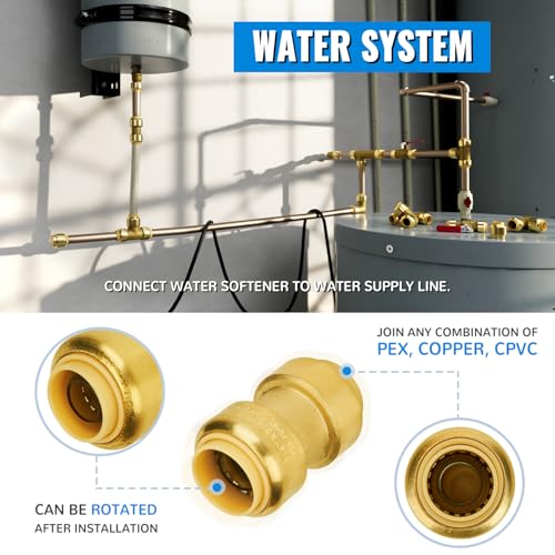 Image of SUNGATOR 6-Pack Straight Coupling, 3 /4 Inch Push PEX Fittings, Brass | Push to Connect Plumbing Fittings, for Pex Pipe, Copper, CPVC, PE-RT, with 1 Disconnect Clip