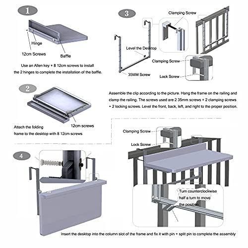 Table suspendue balcon pliable noire : la solution pour optimiser l'espace - 8