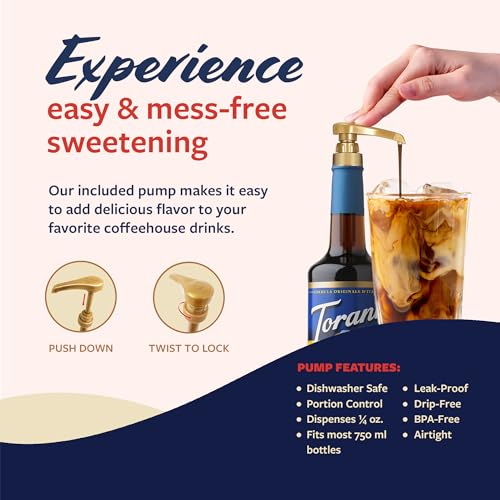 Image of Torani Sugar Free Coffee Syrup, Chocolate Macadamia Nut Flavored Syrup for Drinks, Zero Calorie, Glass Bottle 4-Pack, Pumps Included, 25.4 Fl Oz