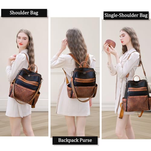 Image of AGLOD Leather Backpack Purse for Women Designer Ladies Shoulder Bag Fashion Faux Work Travel Handbags