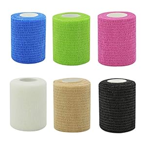 JZK 6 Rolls 7.5cm Non-Woven Elastic self Adhesive Bandage Tape for Human and pet, Cohesive Bandage wrap Gauze, Support Tape for Injuries and sprains for Wrist, Ankle, Joints, Hand, Foot