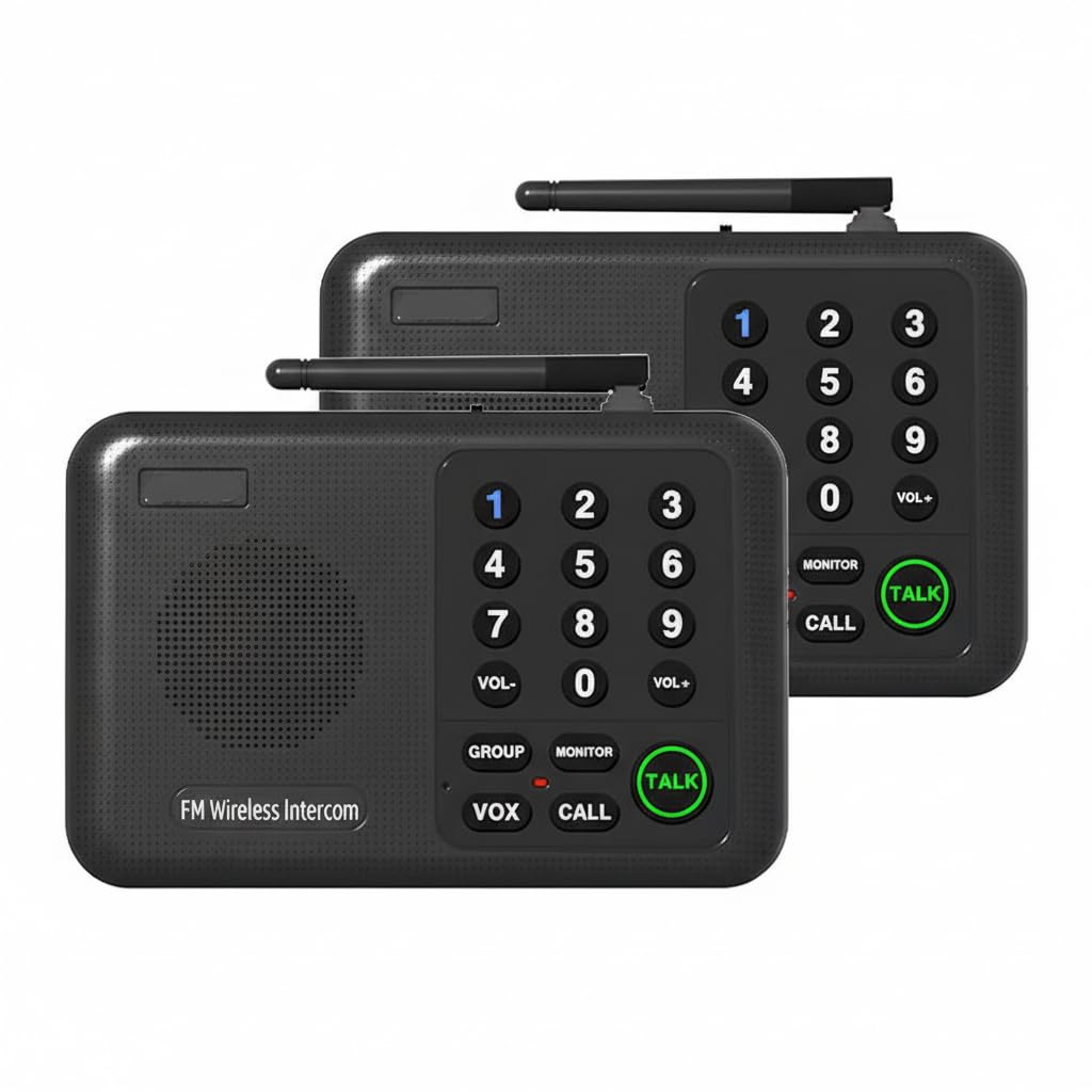 5280 Feet Range 2 Units Set Intercoms FM Wireless Home Intercom System for House Business Office Room to Room Communication Intercom System-picture-22