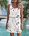 WNEEDU Sommerkleid Damen Ärmellose Strandkleid U Ausschnitt Kordelzugkleid Luftiges Kleid Sommer mit Taschen Florales Weiß M