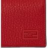 FENDI Red Grained Leather Baguette Logo Card Case Wallet Compact Bifold with FF Logo, 2 Card Slots, Made in Italy 7M0222