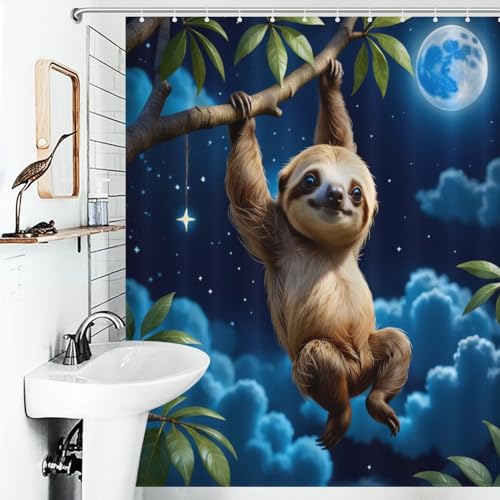 Rideau de douche paresseux en polyester imperméable 152x183 cm - 6