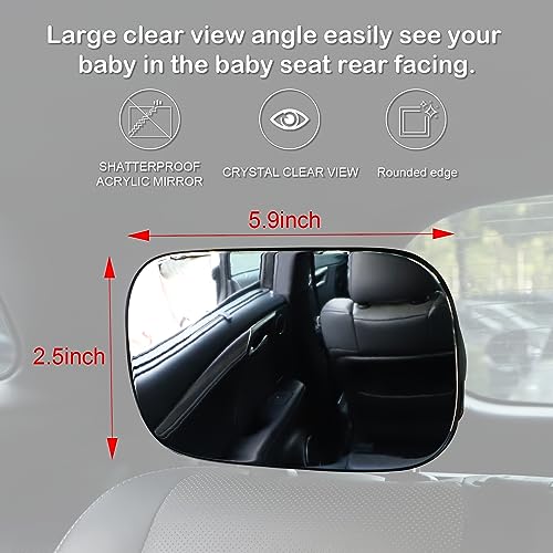 Image of LivTee Baby Car Mirror, Car Seat Mirror for Baby Rear Facing with Adjustable Wide Angle Clear View for Facing Infant, 100% Shatterproof, Crash Tested and Certified - Car Interior Accessories