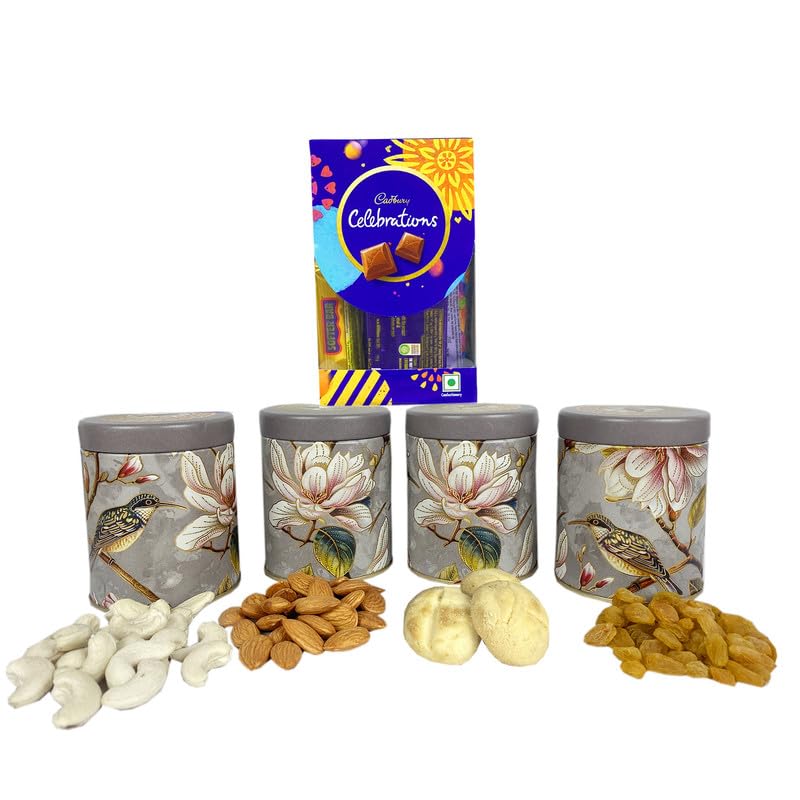 Image of NUTRI MIRACLE Rakhi Return Gift Set with Nutritious Dried Fruits and Chocolates | Corporate Appreciation Hamper of Roasted Nuts and Gourmet Chocolatess