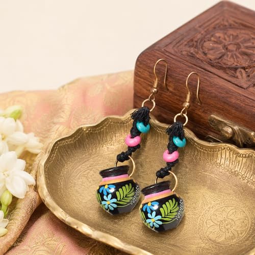 Image of Handcrafted Boho & Tribal Earrings for Women - Wooden, Brass & Terracotta Statement Designs in Drop, Hoop, Loop & Dangle Styles