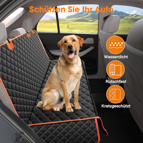 JOEJOY Hundedecke Auto Rückbank, Hundeschutz Auto Rückbank Kratzfeste und Wasserabweisende, Autoschondecke Hund Rücksitz, Rücksitzschoner Hund, 137 x 120 cm Schwarz