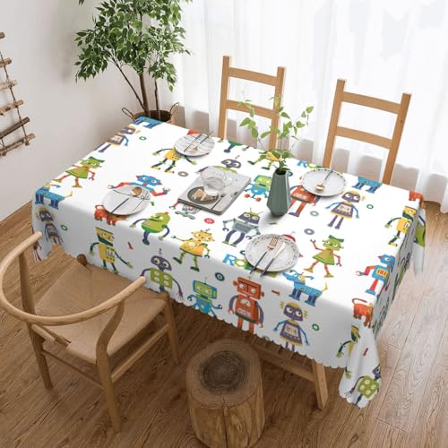 Nappe rectangulaire anti-tache pour dîner de famille avec impression robots