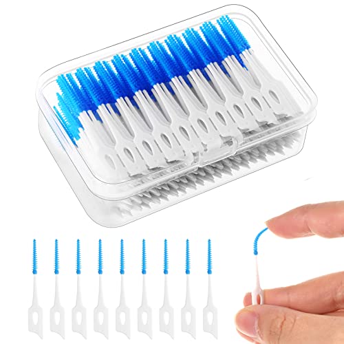 RAYITO 220 Pieces Interdental Brushes Silicone Dental Brushes Blue Tooth Floss Picks for Braces Oral Cleaning