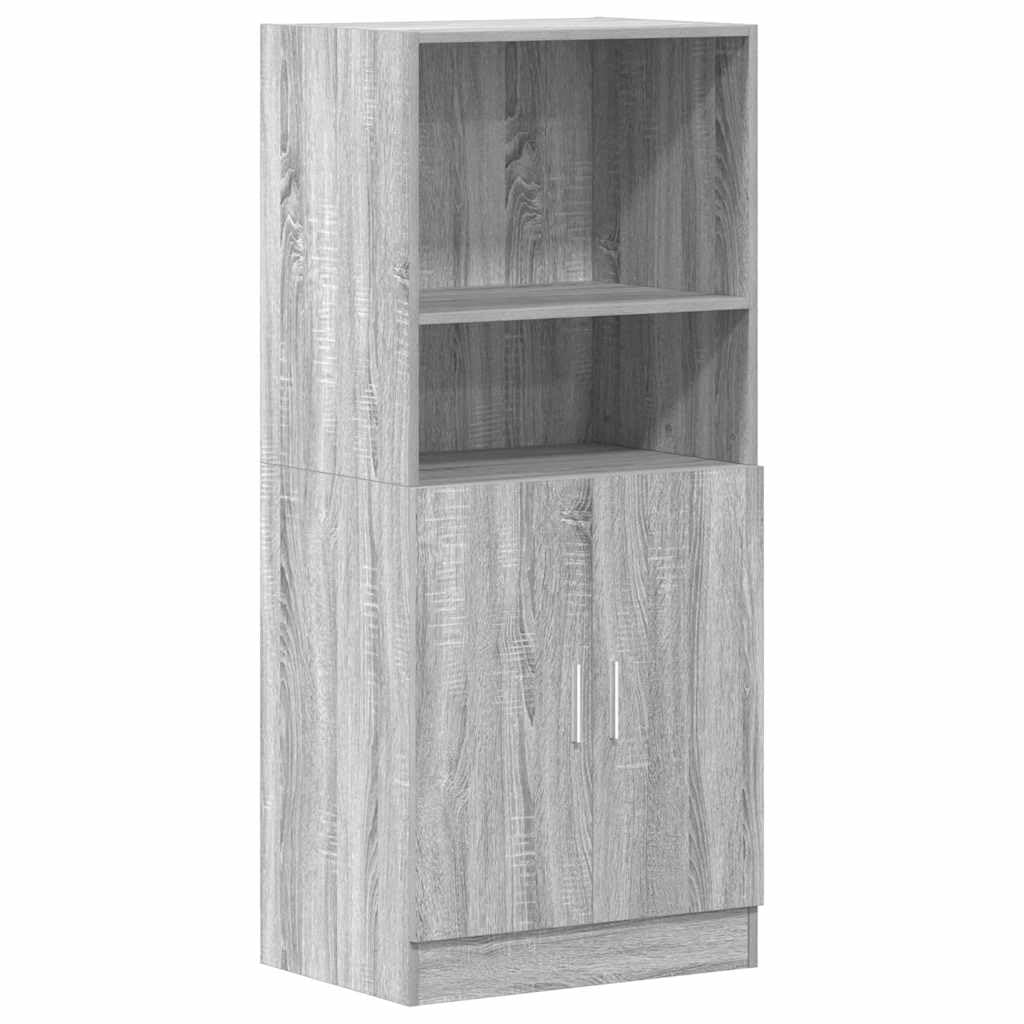 vidaXL Küchenschrank Grau Sonoma 57x41,5x131,5 cm Holzwerkstoff, Schrank, Küchenzeile, Beistellschrank, Vorratsschrank, Geschirrschrank, Sideboard