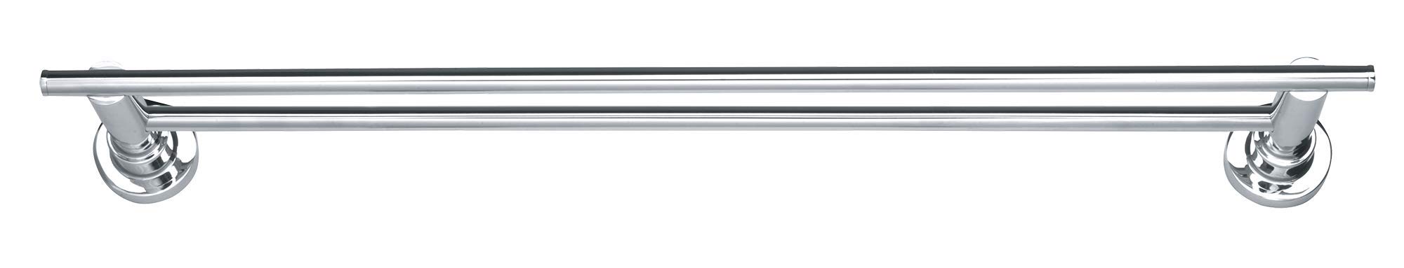 tesa LUUP Doppel-Handtuchstange, verchromt - Badetuchhalter mit 2 Stangen - zur Wandbefestigung ohne Bohren, inkl. Klebelösung - 600mm x 50mm x 120mm