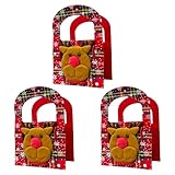 Célébrez Noël de manière durable avec ce sac à main à bonbons avec des motifs festifs de rennes et un tissu non tissé convivial, conçu pour durer pendant plusieurs saisons de vacances