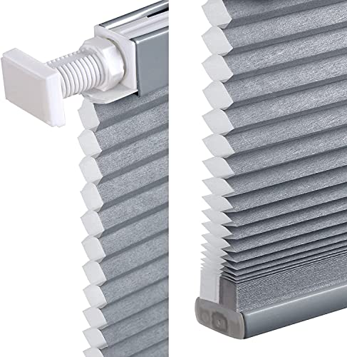 LazBlinds Jalousie, schnurlos, zellular, für Fenster, kein Werkzeug, kein Bohren, lichtdurchlässiges Wabenplissee für Fenstergröße ca. 81,3 cm B x 162,6 cm H, Dunkelgrau
