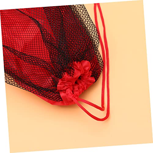 SUPVOX 1pc Large Capacity Mesh Bag for Beach Toys Snacks and Books Shoulder Strap Versatile Storage for Boys and Girls Red Color4
